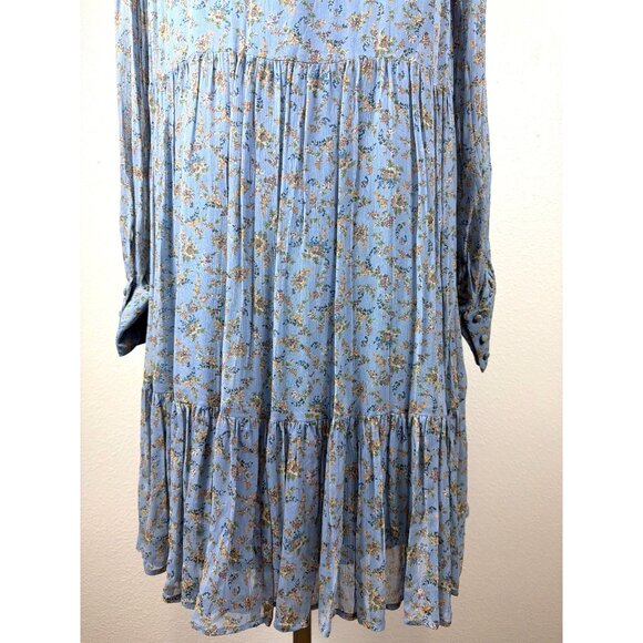 Sézane Aurena Mini Dress Vintage Blue Praire FR 46/US 14 Romantic Boho - Picture 13 of 16